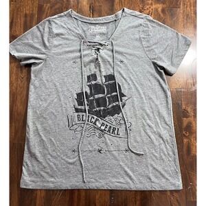 Disney Pirates of the Caribbean Black Pearl Women's Lace Up T-Shirt‎ XL